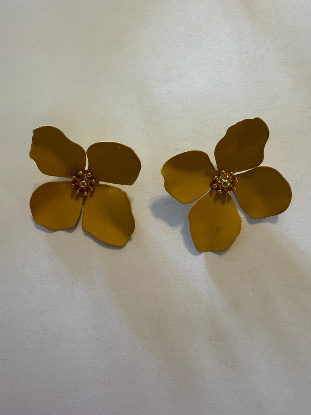 Yellow Floral Petal Stud Earrings - Women Jewelry